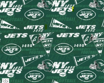 New York Jets Football Fabric | NFL licensed fabric |   NFL Jets Cotton Fabric | Fabric Traditions | Personal use |