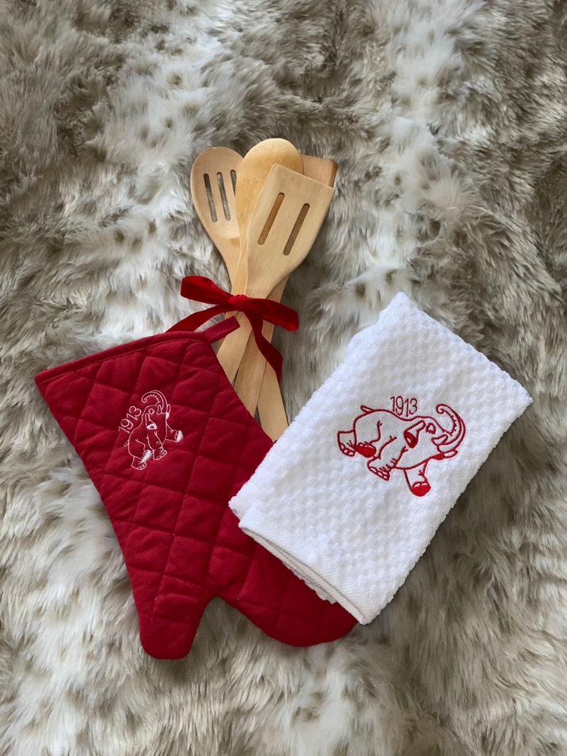 Kitchen towel oven mitt set Sorority gift 1913 decor Etsy