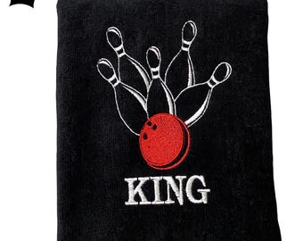 Personalized bowling towel, embroidered gift for bowling lover,