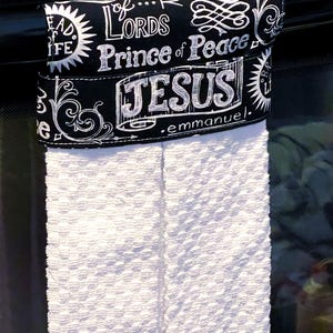 Hanging kitchen tea towel, absorb dish towel, range stove oven door decor, hostess home house warming gift for her, spiritual fabric