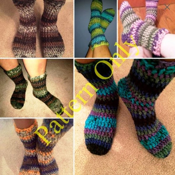 CROCHET PATTERN ONLY | Thick Warm Crochet Sock pattern | easy crochet pattern | crochet instructions | beginner crochet project