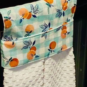Fruit  theme oven door towel, stove handle towel, cotton  dish towel, decorative tea towel,  hanging kitchen  towel with loop, hostess gift