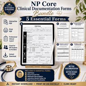 Nursing Clinical Forms Bundle | 5 Fillable PDFs for Nurses, NPs & Home Care | SOAP Note, Medication, Lab and Referral Forms | Charting Forms