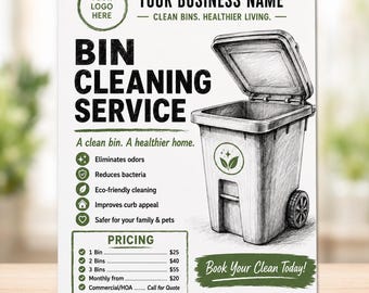 Modèle de flyer pour service de nettoyage de poubelles | Publicité marketing Canva (A4, US Letter, Instagram)