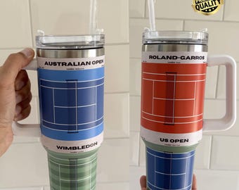 Coupe de tennis, Gobelet de haute qualité de 40 oz pour les tournois, Fan de tennis, Cadeau pour joueur de tennis, Garde les boissons froides et chaudes, Tasse de sport, Mug à café