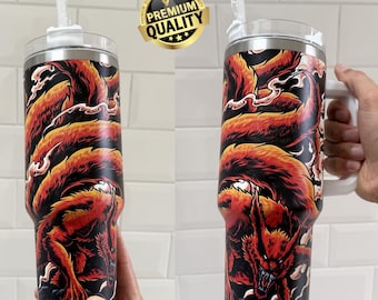 Tasse anime, gobelet Kurama 40 oz de haute qualité, cadeau anime déco manga, boissons chaudes et froides, tasse à café, bouteille d'eau anime mug cadeau