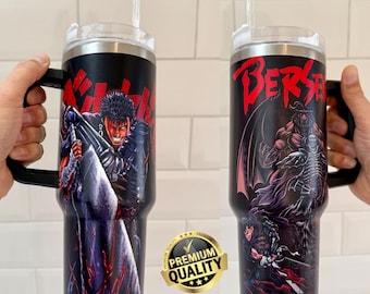 Tasse Berserk, Gobelet Anime de haute qualité 40 oz, Cadeau manga « Guts », Boissons chaudes et froides, Tasse à café, Mug anime