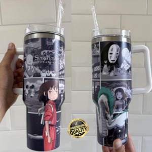 Spirited Away High Quality Anime 40 oz Tumbler, Studio Ghibli Decor, Anime Gift, Hot & Cold Drinks, Coffee Cup, Water Bottle, Mug Gift image 1