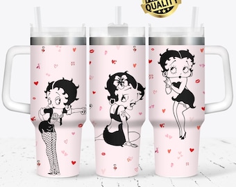 Tasse Betty Boop, gobelet 40 oz, tasse girly de haute qualité, joli cadeau de pendaison de crémaillère pour femme, dortoir universitaire