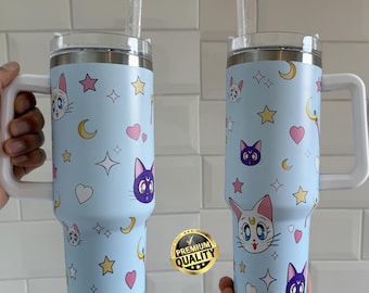 Tasse Sailor Moon, Gobelet Anime de haute qualité 40 oz, Cadeau mignon pour fille d'anime, Boissons chaudes et froides, Tasse à café, Bouteille d'eau, Mug, Décoration anime
