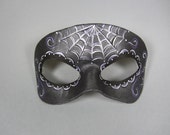 Day of the Dead Purple Accented Spiderweb Leather Mask, Unisex