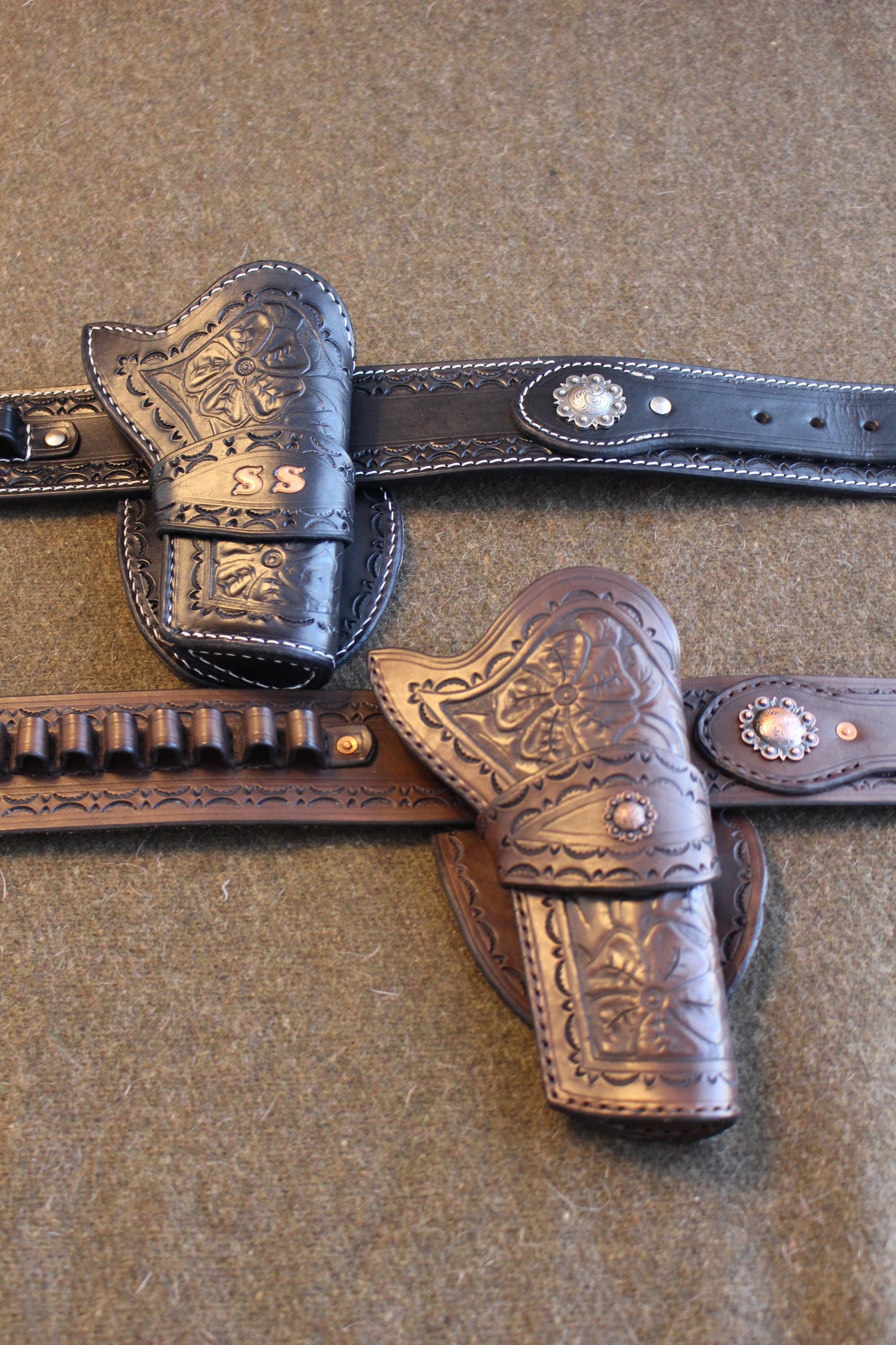 Leather Western Pistol Holster and Gun Belt SAA 1873 - Etsy