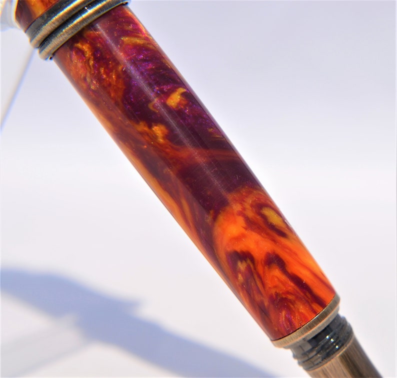 Buy A Beautiful Modestro Fountain Pen in inferno Acrylic and Antique
