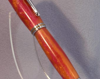 Unique "Peachy Raspberry" Acrylic on a Medium-Priced Fountain Pen JoWo #5 nib