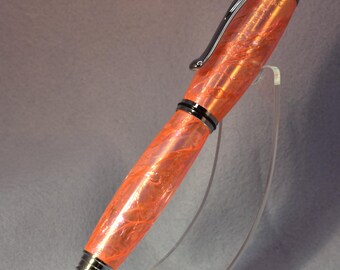 Hand‑Turned “Electric Peach” Acrylic Fountain Pen • JoWo #6 M Nib • Custom‑Tuned