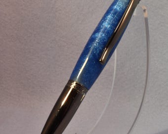 Diplomat Style Pen Finished in Sparkling Midnight Acrylic and Gun Metal Accents