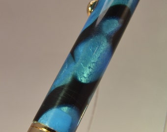 24K Vergoldeter Patronenstift aus Acryl mit schwarzen und blauen Perlen