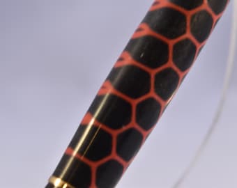 Black and Red "Darth" Acrylic Pen with Lifetime Gold Plated Accents