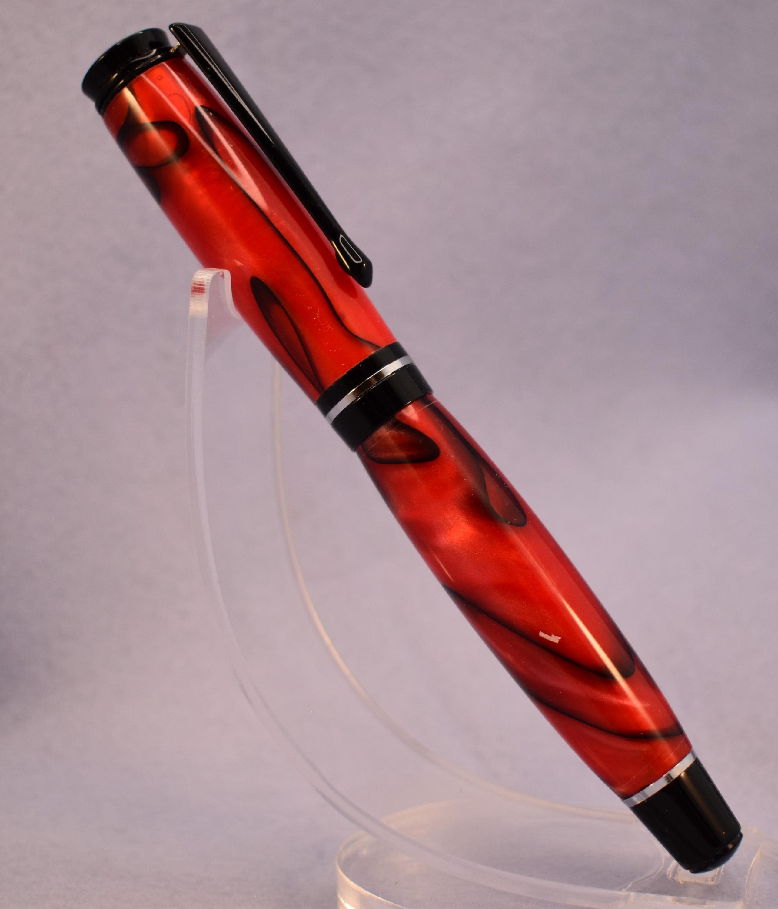 Scarlet Black Acrylic Fountain Pen: German Nib, Ink Cartridge Included ...
