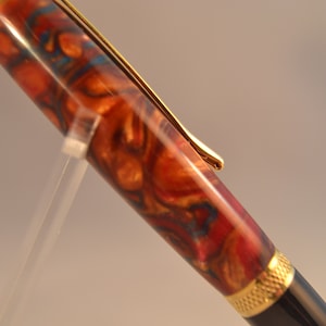 Acrylic Sierra Pen in &quot;Neptune&#39;s Trident&quot; and 24K Gold Plating