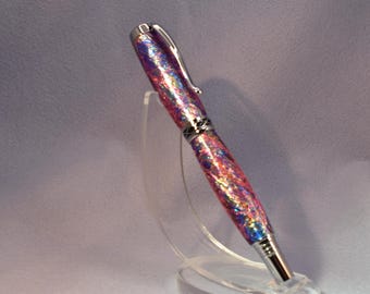 Handmade Acrylic Fountain Pen – “Pyrotechnics” | JoWo #5 Nib | Chrome Accents | Optional Rollerball