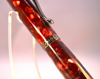 Hand Crafted Modern Fountain Pen in "Vintage Port" Acrylic with Gun Metal Plated Accents