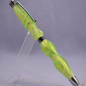 Exciting &quot;Clear&quot; Chartreuse and White Acrylic Pen with Chrome Plated Accents