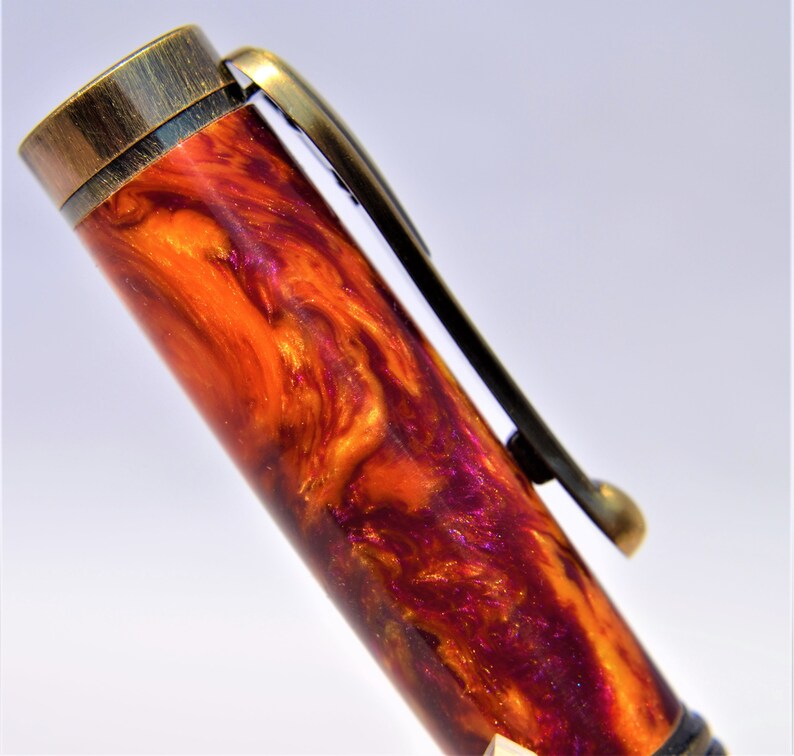 Buy A Beautiful Modestro Fountain Pen in inferno Acrylic and Antique