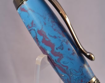 Handcrafted Rollerball Pen in Unusual “Cool Water” Acrylic – Medium‑Priced Writing Instrument