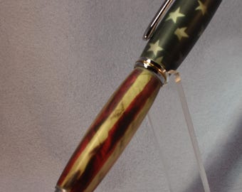 Hand‑Turned Stars & Stripes Acrylic Fountain Pen • JoWo #5 Medium Nib