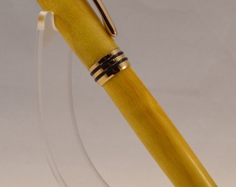 Large Pen in Curly Poplar with 24K Gold Plating and Rollerball Refill #Poplar, #Rollerball