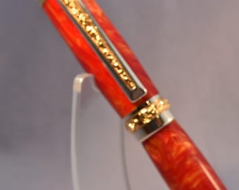 Cambridge Fountain Pen – Vulcan’s Forge Acrylic – Silver & Lifetime Gold Accents – Hand‑Turned