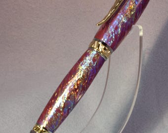 Passion Acrylic Cigar Pen – Chrome & Gold Hardware – Hand‑Turned Artisan Writing Pen – Parker Refill