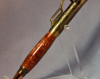 Lever‑Action Ballpoint Pen • Molten Bronze Acrylic • Antique Brass Hardware • “We The People” Engraving