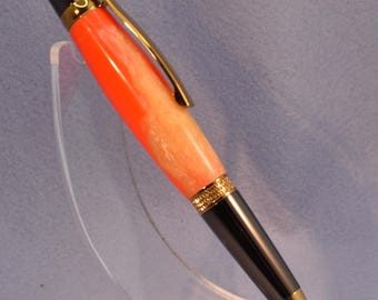 Bright Sierra Twist Pen in Neon Orange Acrylic with Lifetime Gold Plating and Gun Metal Accents