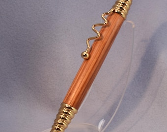 Brilliant Tulipwood Ballpoint Pen • Hand‑Turned Exotic Wood • 24K Gold Accents • Smooth Click Mechanism