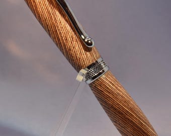 Layered Birch Fountain Pen - Jr. Diamond Knurl - Chrome Hardware - Hand-Turned - JoWo Nib