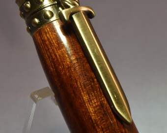 Knights Armor Pen in Ironwood with Antique Brass Accents