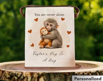 You are never alone monkey with teddy Canvas Lunch Bag | Personalized name
