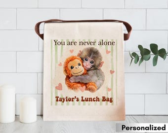 You are never alone monkey with teddy Canvas Lunch Bag | Personalized name