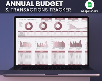Hoja de cálculo de presupuesto anual, hojas de cálculo financieras, descarga digital