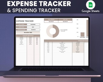 Hoja de cálculo de seguimiento de gastos, hojas de cálculo financieras, descarga digital