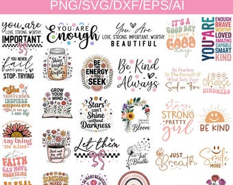 Motivational PNG Bundle - Inspirational Quote PNG - Motivational Shirt Design - Positive Quote SVG -  Self Love Designs - Instant Download