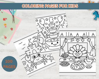 Dibujos para colorear para niños - Dibujos adorables - Hojas de actividades para niños - Actividades divertidas para colorear - Descarga instantánea