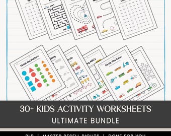 Colección de más de 30 hojas de trabajo con actividades de aprendizaje para niños