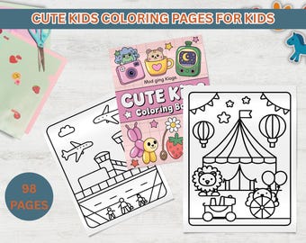 Dibujos para colorear infantiles - Dibujos para colorear - Hojas de actividades para niños - Dibujos para colorear imprimibles - Descarga instantánea