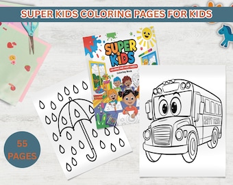 Dibujos para colorear para niños: ¡Súper divertidos! - Hojas de actividades para colorear - Descarga instantánea