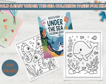 Bold & Easy Under The Sea Coloring Pages for Kids - Sea Animals Coloring - Activity Sheets for Kids - Kids Ocean Coloring - Instant Download