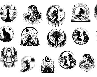 Mystic Celestial Boho SVG Collection – Moon & Star Cut Files (dxf and png)