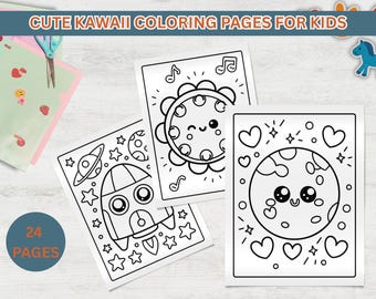 Cute Kawaii Coloring Pages for Kids - Printable Kawaii Coloring Pages - Fun Coloring Activities for Kids - Instant Download